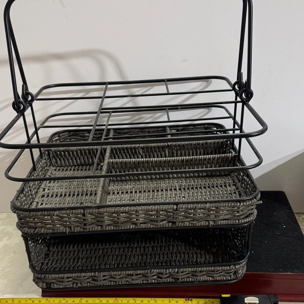 MESA Metal & Woven Serving Caddy Organizer